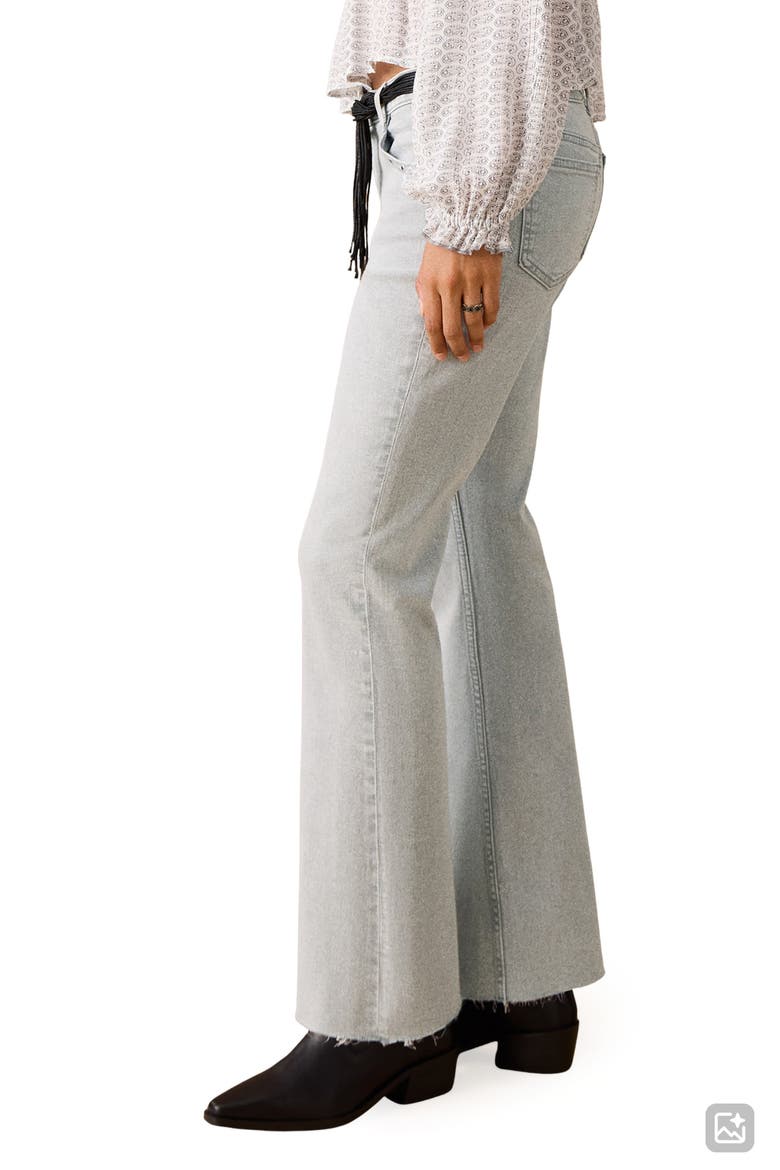 Studded Raw Hem Mid Rise Crop Flare Jeans, Alternate, color, LIGHT DENIM GREY