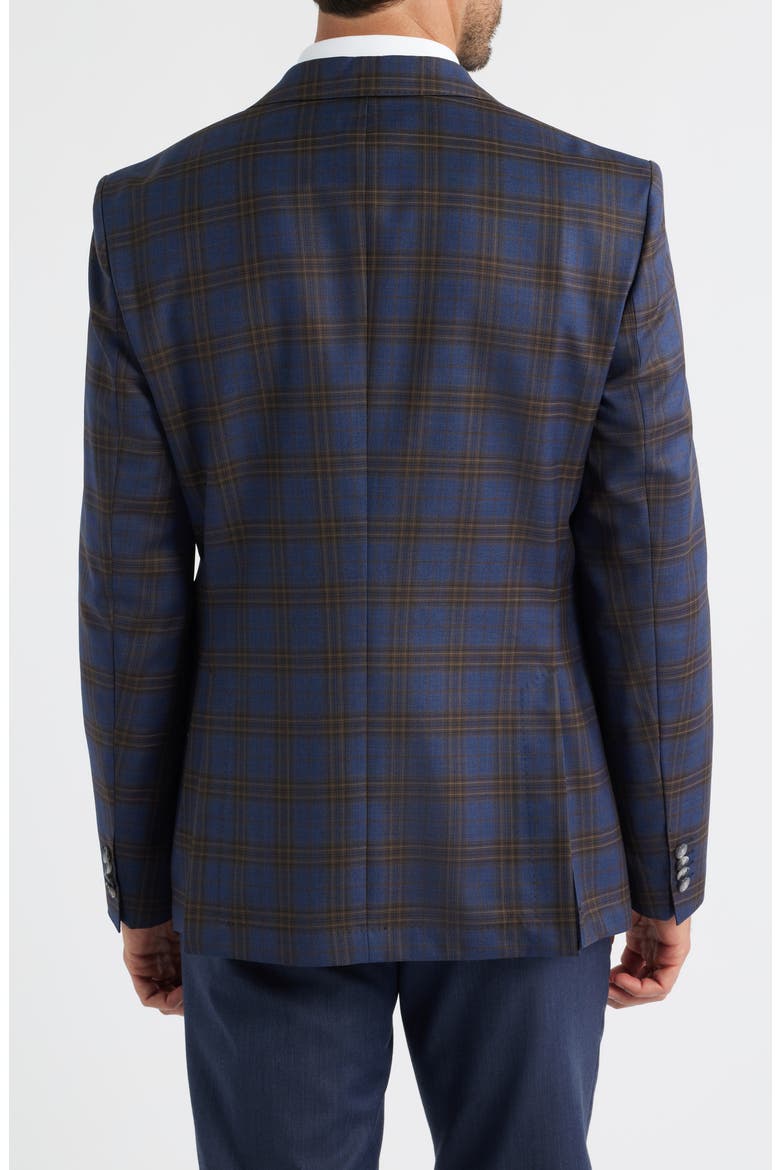 Hutson Slim Fit Navy Plaid Wool Sport Coat, Alternate, color, DARK BLUE