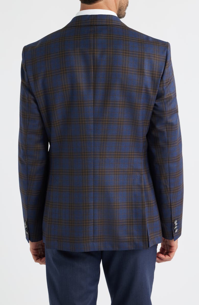 BOSS Hutson Slim Fit Navy Plaid Wool Sport Coat, Alternate, color, Dark Blue