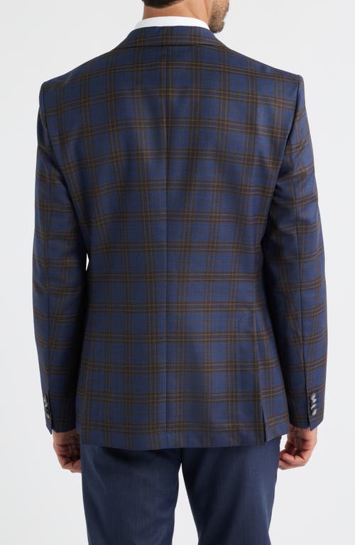 Hugo Boss Boss Hutson Slim Fit Navy Plaid Wool Sport Coat In Blue