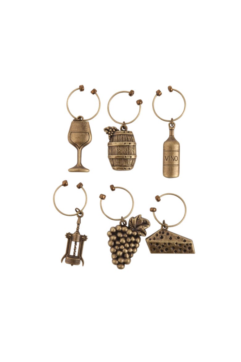 Vineyard Wine Charms Set of 6, Main, color, Bronze