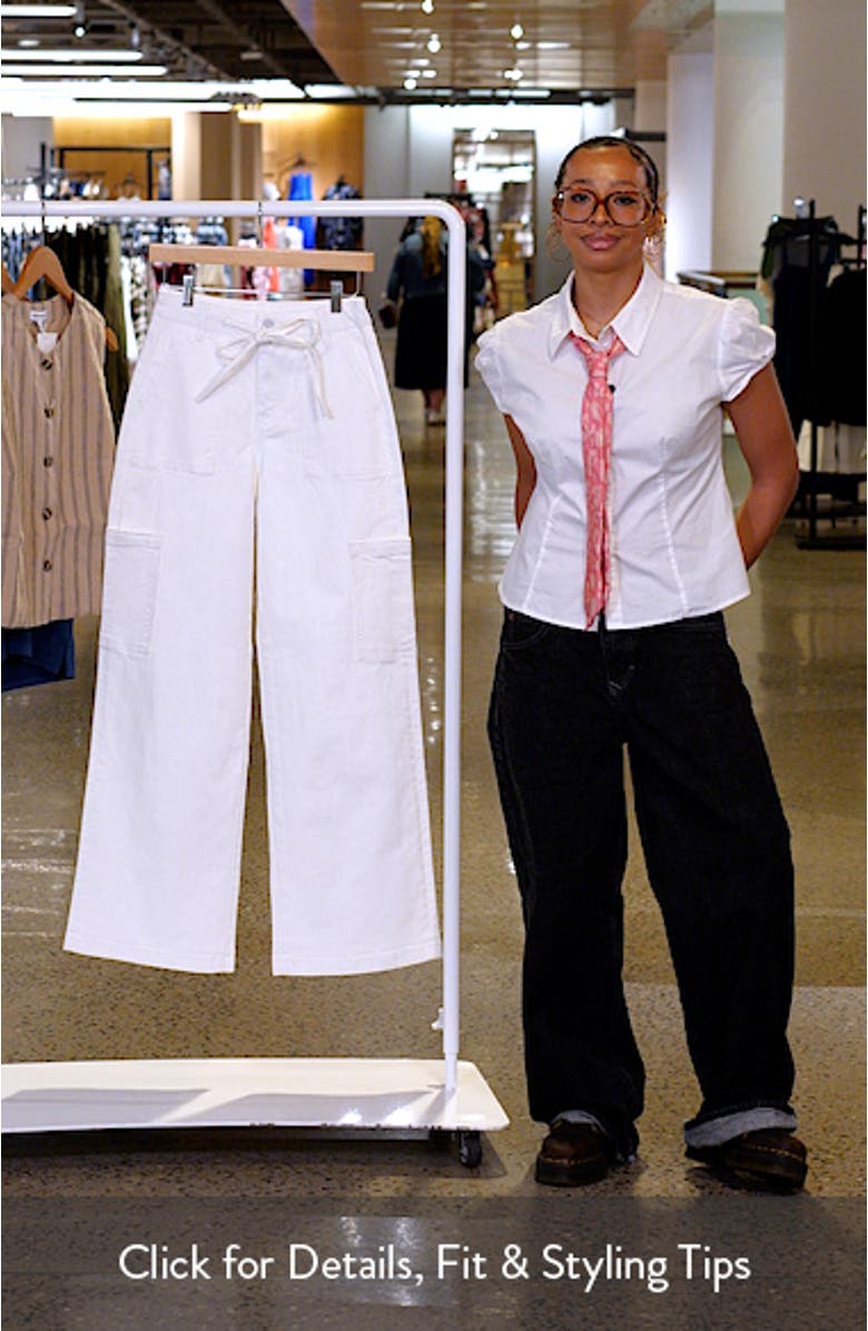 Drawstring High Waist Wide Leg Cargo Jeans, sales video thumbnail