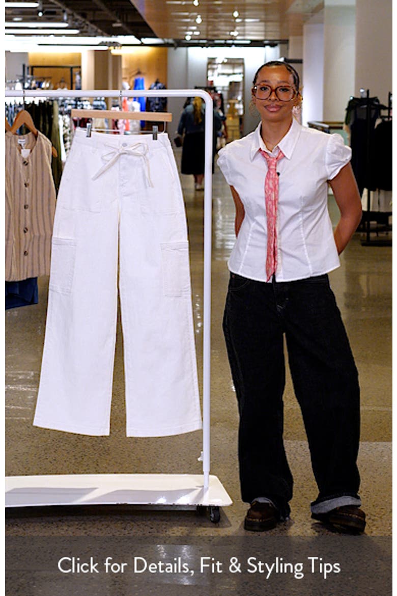 Drawstring High Waist Wide Leg Cargo Jeans video