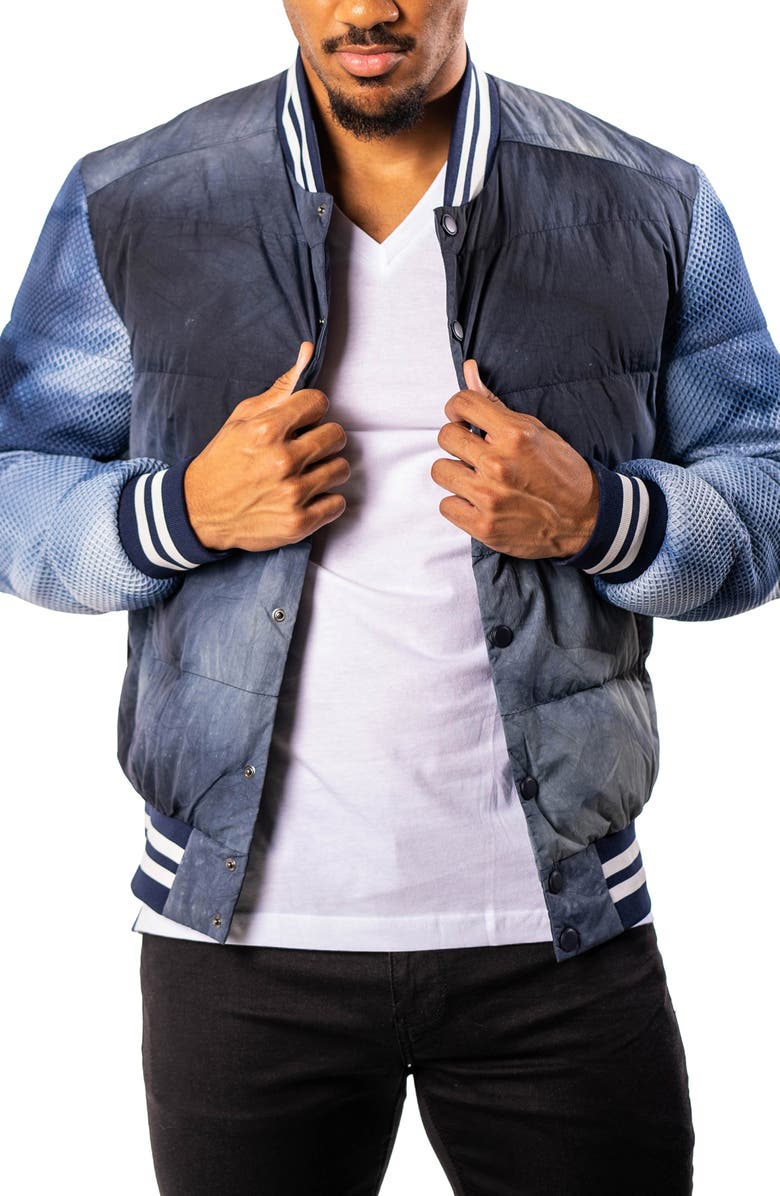 Maceoo Ocean Sky Blue Quilted Bomber Jacket, Alternate, color, Blue