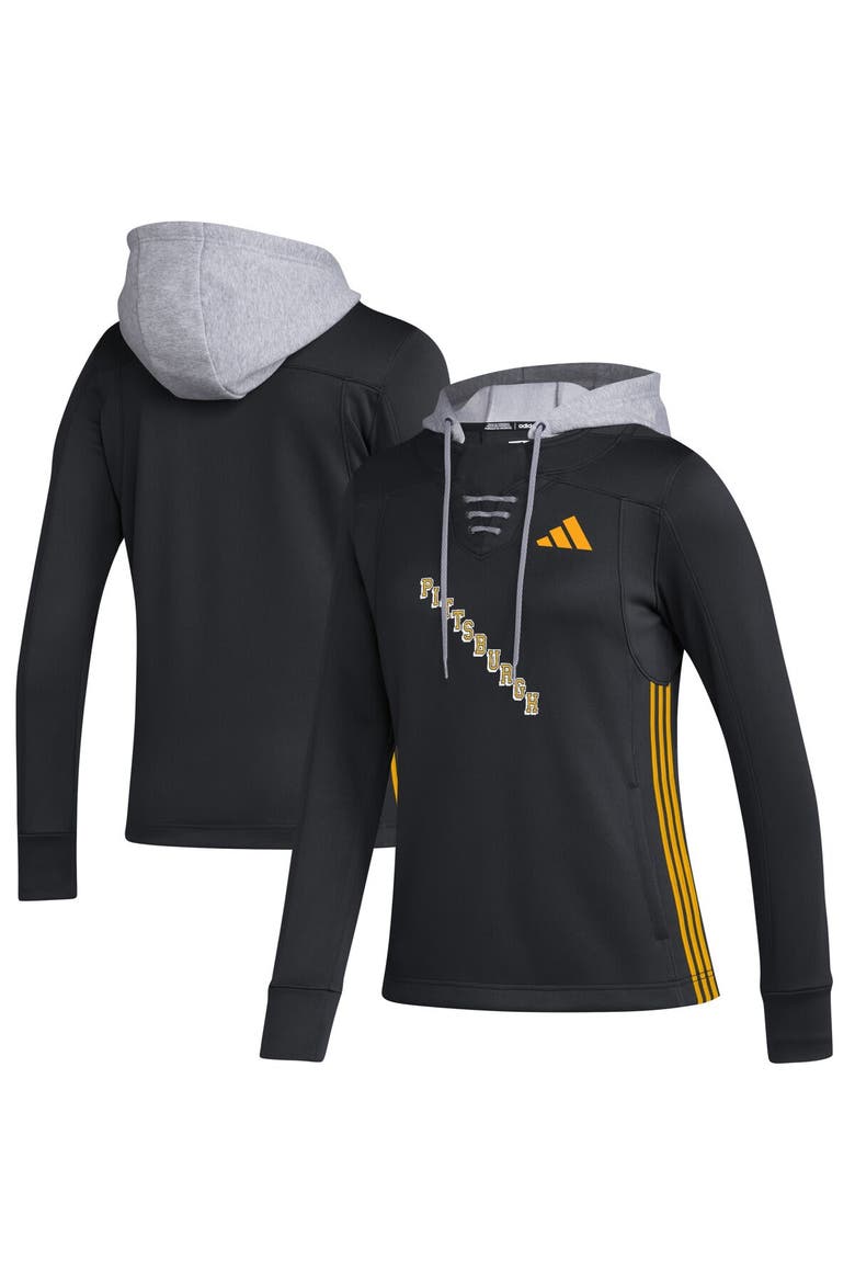 Women's adidas Black Pittsburgh Penguins Refresh Skate Lace AEROREADY Pullover Hoodie, Alternate, color, Black