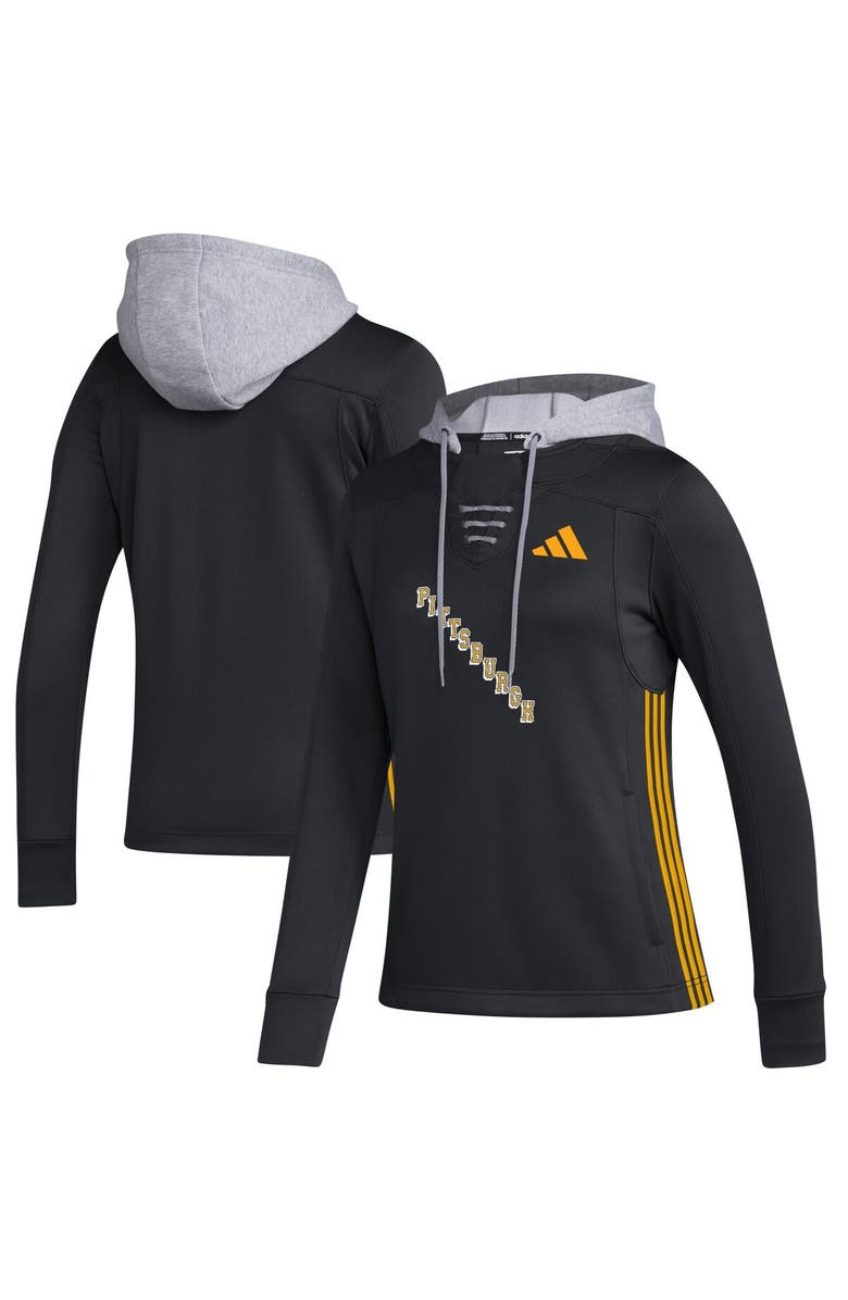 adidas Women's adidas Black Pittsburgh Penguins Refresh Skate Lace AEROREADY Pullover Hoodie, Alternate, color, Black