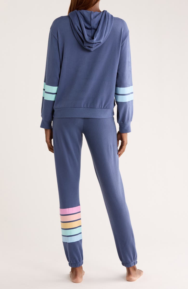 PJ Salvage Stripe Pajama Hoodie & Jogger Set, Alternate, color, Blue Steel