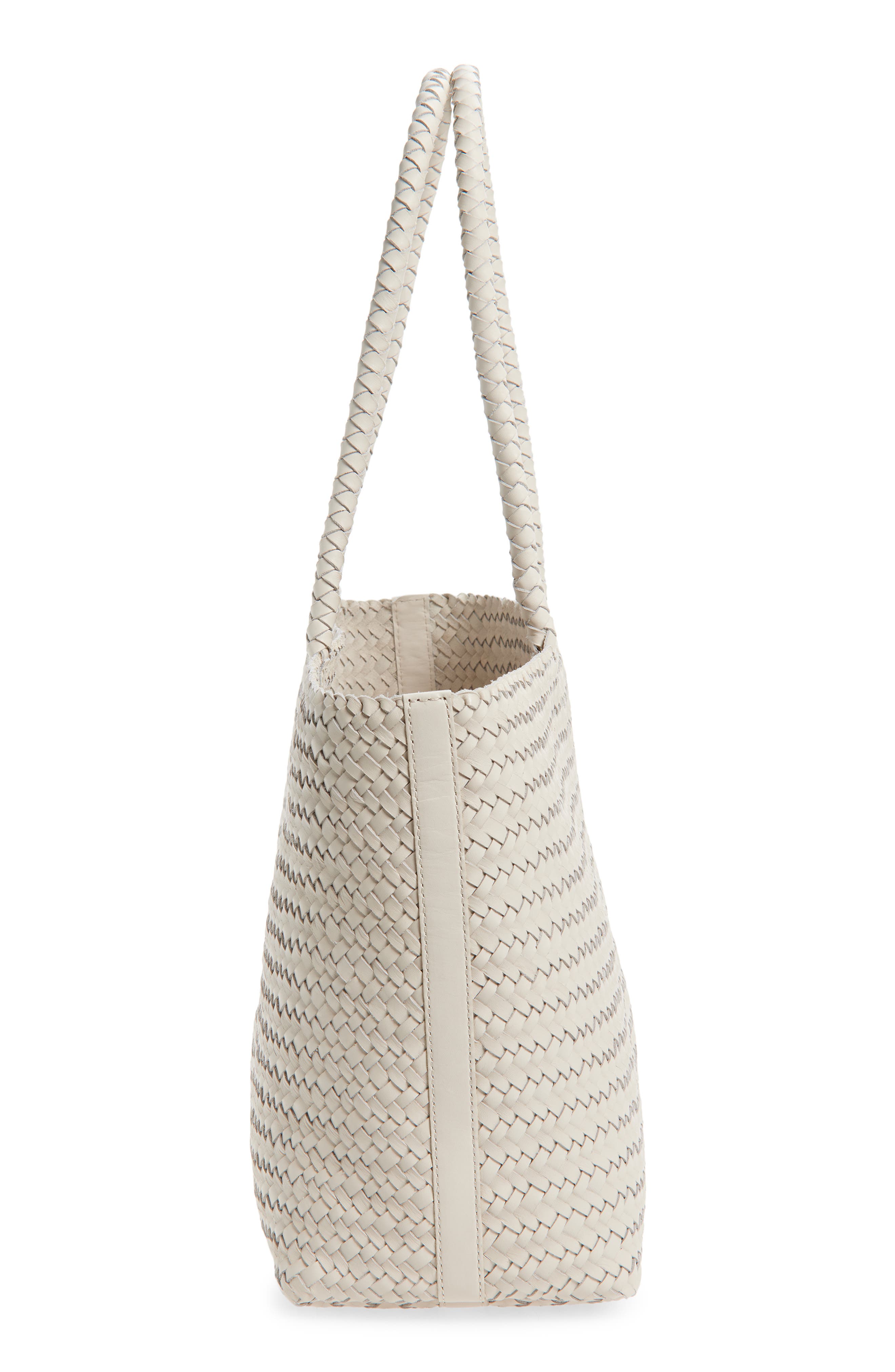 Handwoven Leather Tote, Alternate, color, VINTAGE MUSLIN