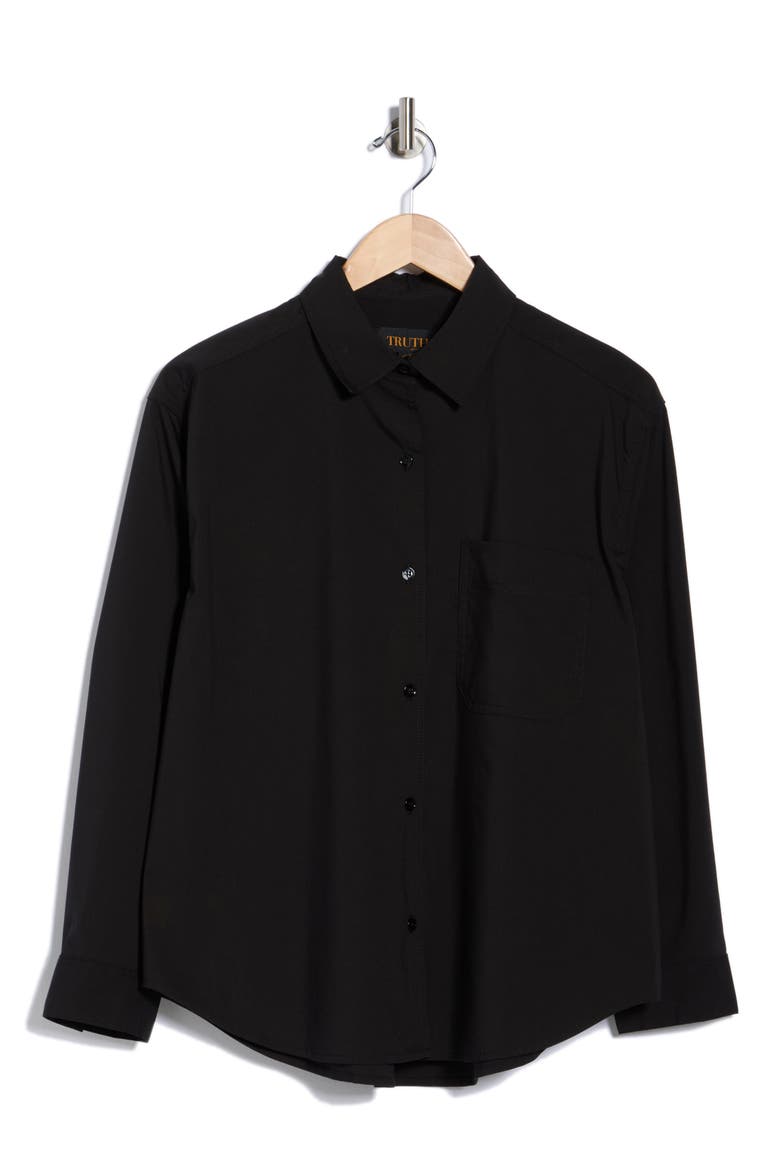 Drop Shoulder Button-Up Shirt, Alternate, color, BLACK