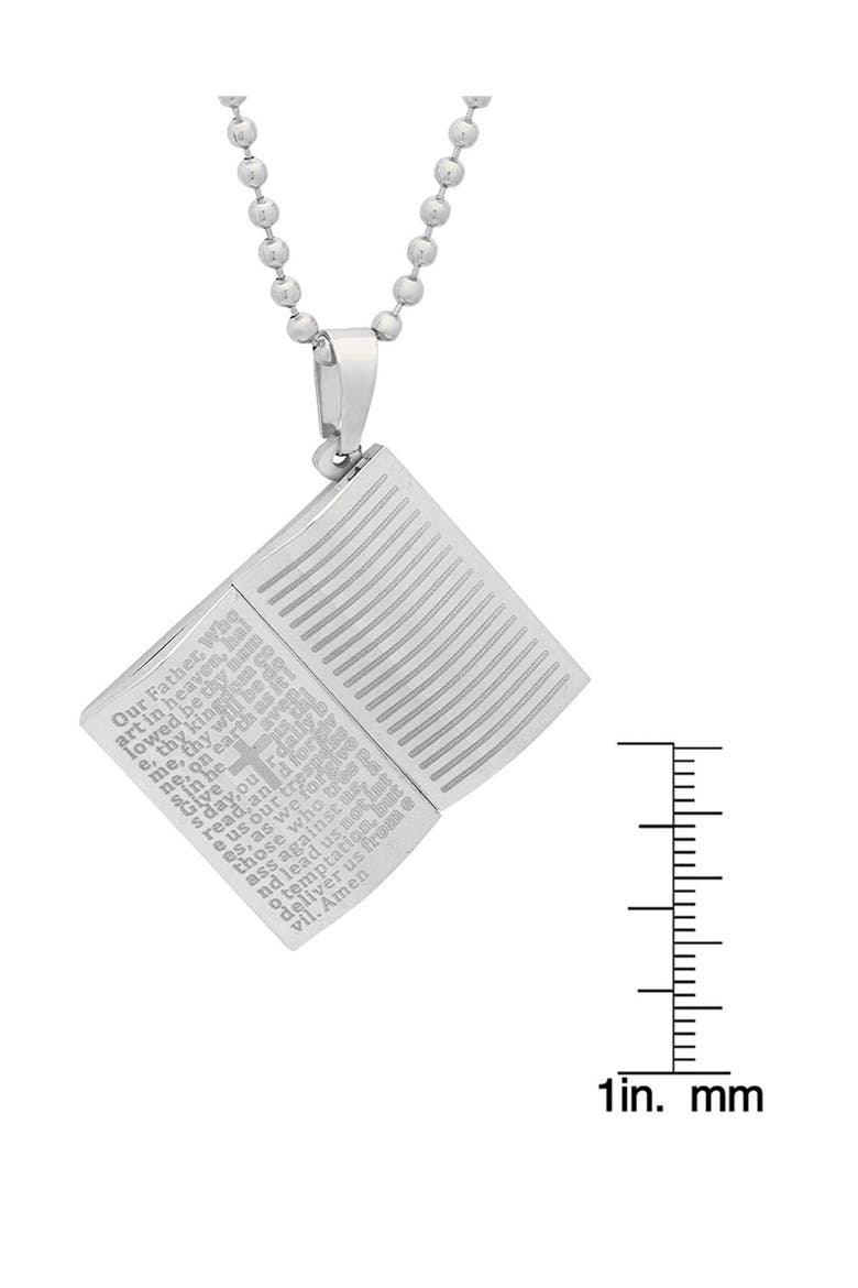 Our Father Prayer Pendant Necklace, Alternate, color, SILVER