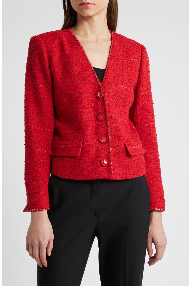 Clara Tweed Jacket, Alternate, color, SCARLET