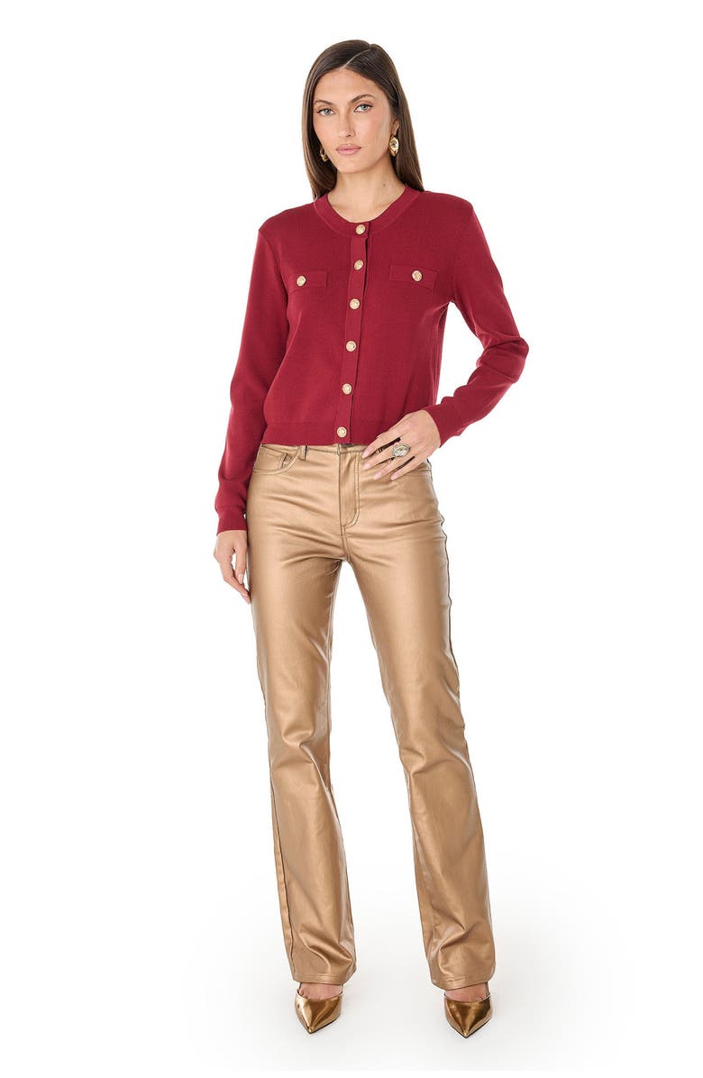 The Noli Shop Loretta Knit Cardigan Top, Alternate, color, Merlot