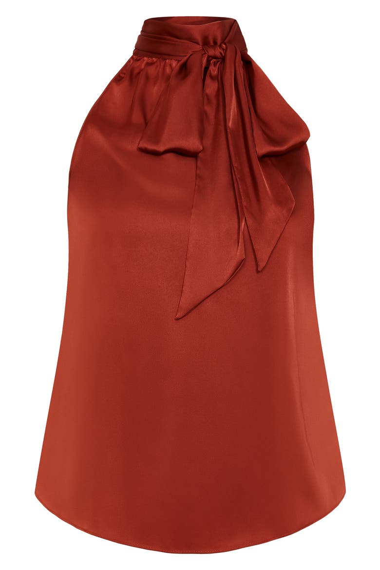 Eileen Sleeveless Satin Top, Main, color, TOFFEE
