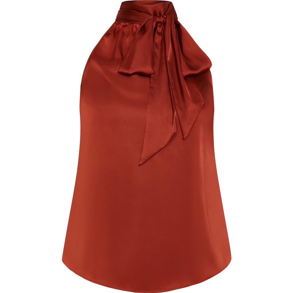 City Chic Eileen Sleeveless Satin Top In Red