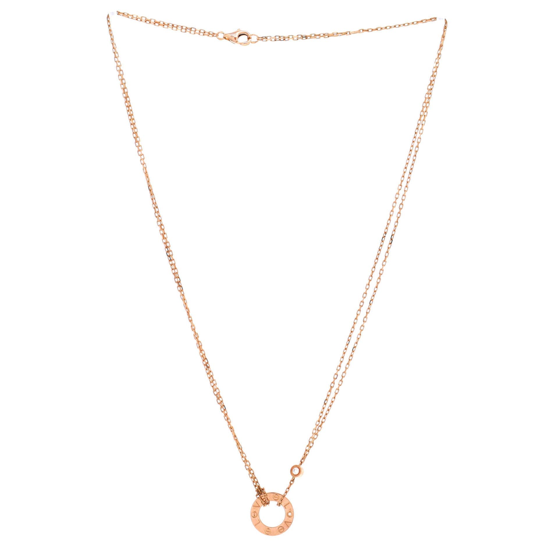 2 Diamonds Love Pendant Necklace 18K Rose Gold and Diamonds, Alternate, color, Metallic Gold