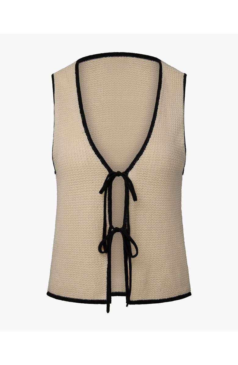Onia Linen Knit Tie Front Tank Top, Alternate, color, Birch/Black