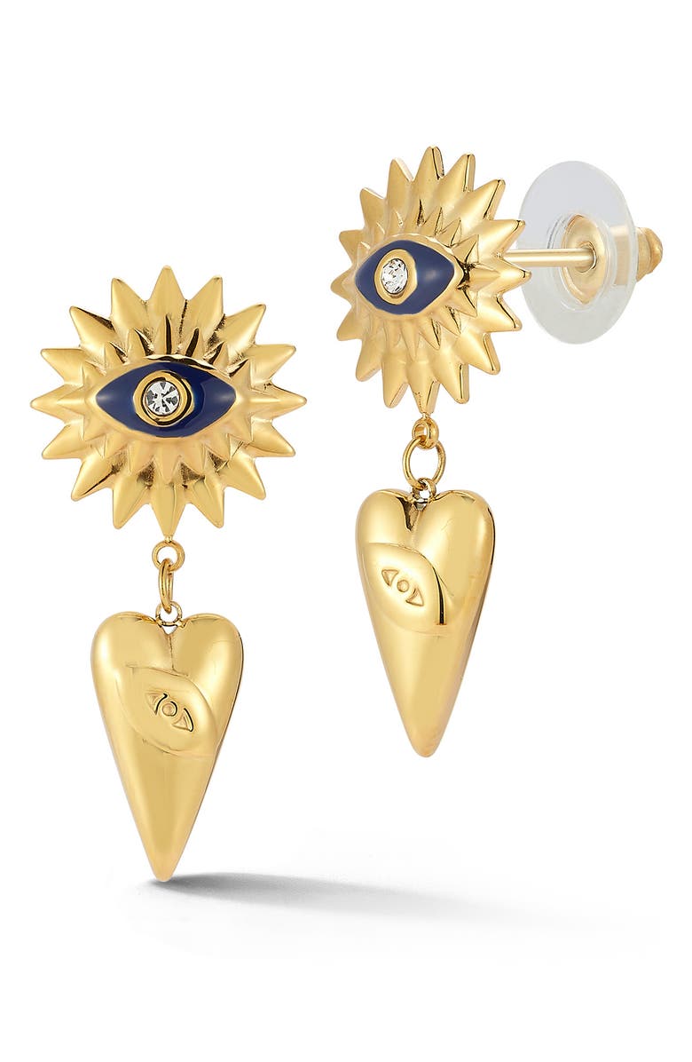 SPHERA MILANO Evil Eye Drop Earrings, Main, color, Gold