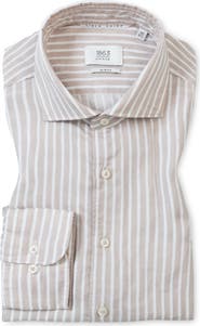 1863 by Eterna Slim Fit Stripe Non-Iron Cotton & Linen Dress Shirt