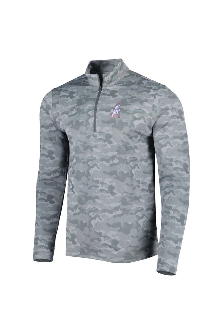 Men's Antigua Gray Houston Oilers Brigade Throwback Quarter-Zip Top, Alternate, color, Gray