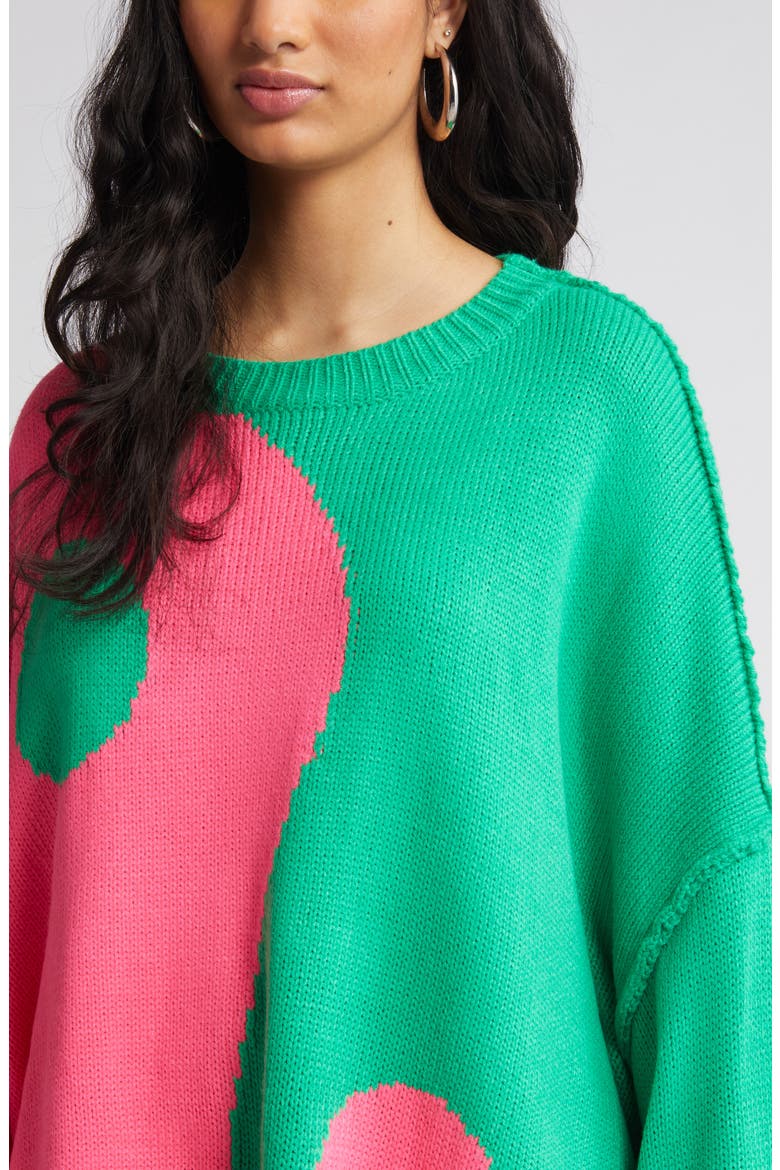Yin & Yang Oversize Sweater, Alternate, color, PINK GREEN
