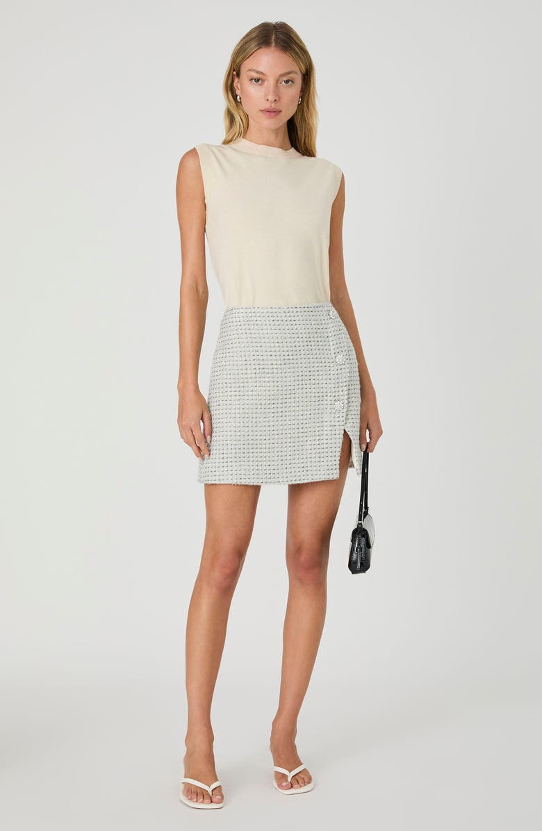 French Connection Tweed Faux Wrap Miniskirt, Alternate, color, Lt Ble Multi