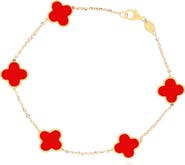 The Lovery Fine Jewelry Small Coral Clover Bracelet