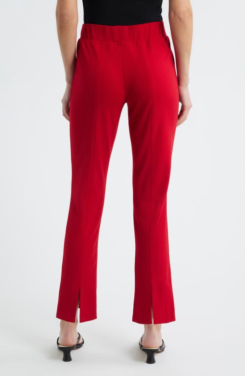 Ming Wang Deco Straight Leg Stretch Crepe Pants In Red