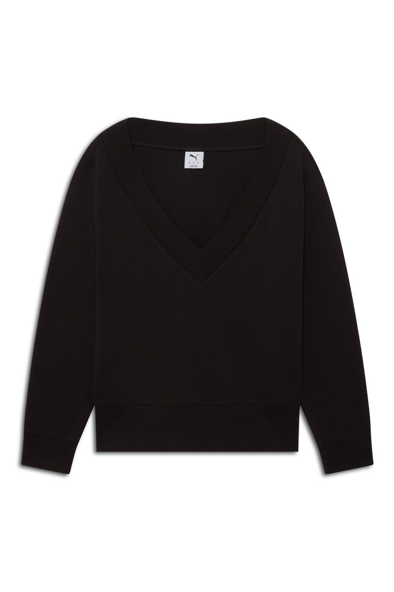 Essential V-Neck Sweatshirt, Alternate, color, PUMA BLACK