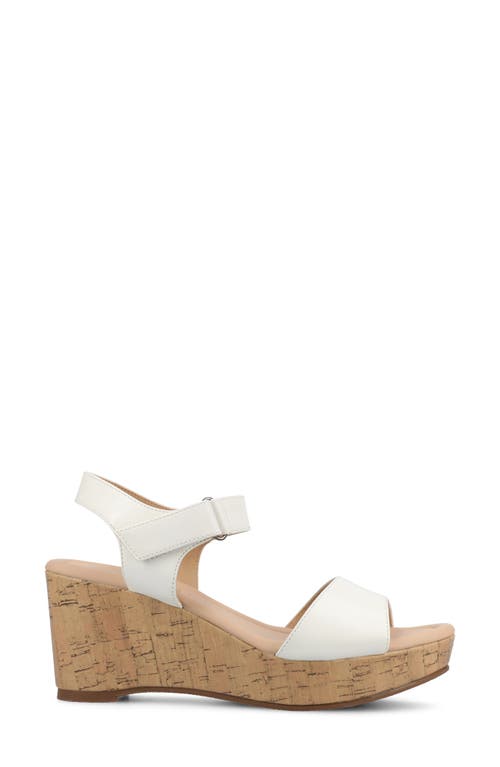 Journee Collection Ranae Platform Wedge Cork Sandal In White