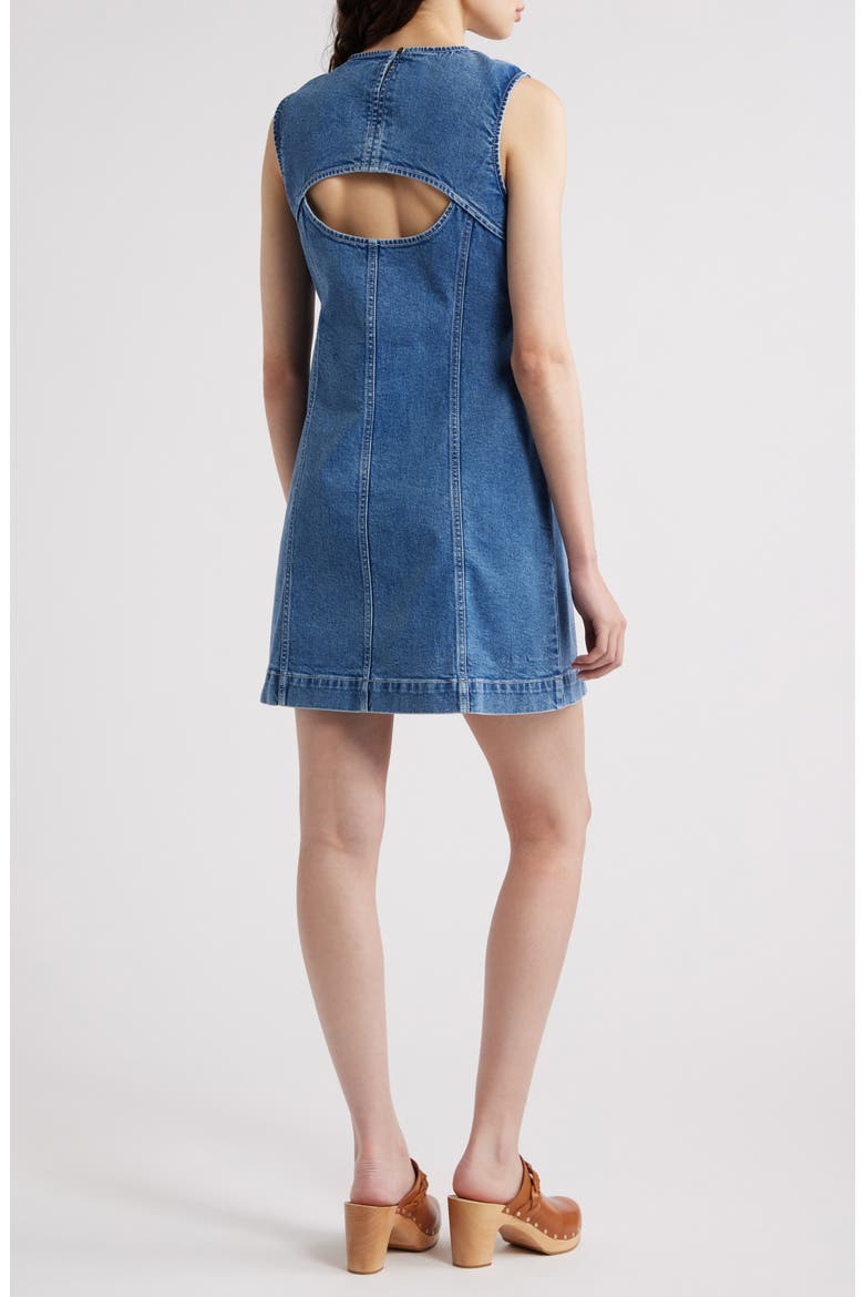 Back Cutout Fitted Denim Minidress, Alternate, color, MED WASH