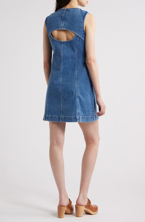 Treasure & Bond Back Cutout Fitted Denim Minidress In Med Wash
