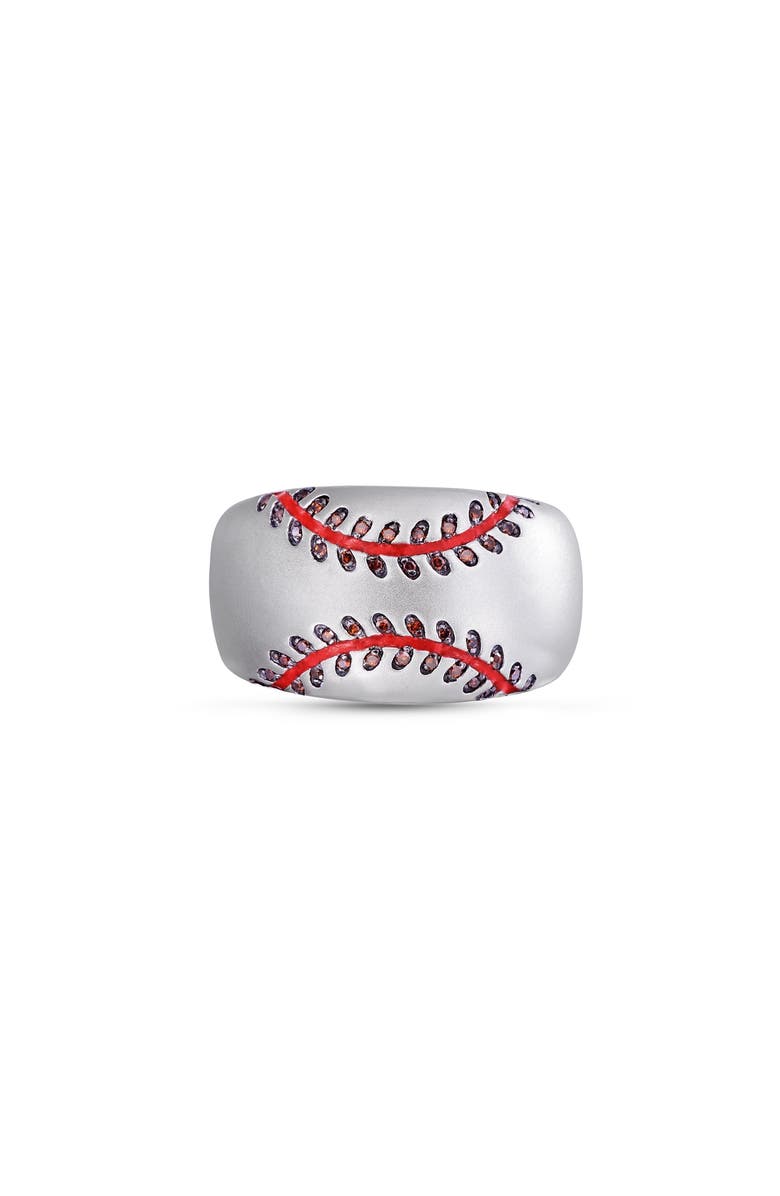 LuvMyJewelry Home Run Baseball Sterling Silver Diamond Band Men Ring, Main, color, Silver