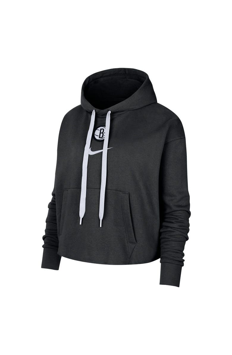 Nike Women's Nike Black Brooklyn Nets Courtside Cropped Pullover Hoodie, Alternate, color, Black