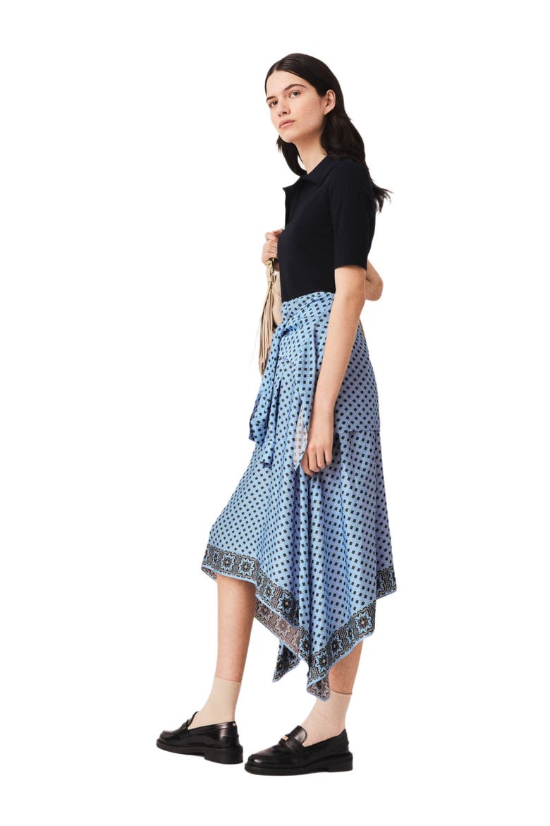 Layered-effect scarf skirt dress, Alternate, color, Light blue loungewear