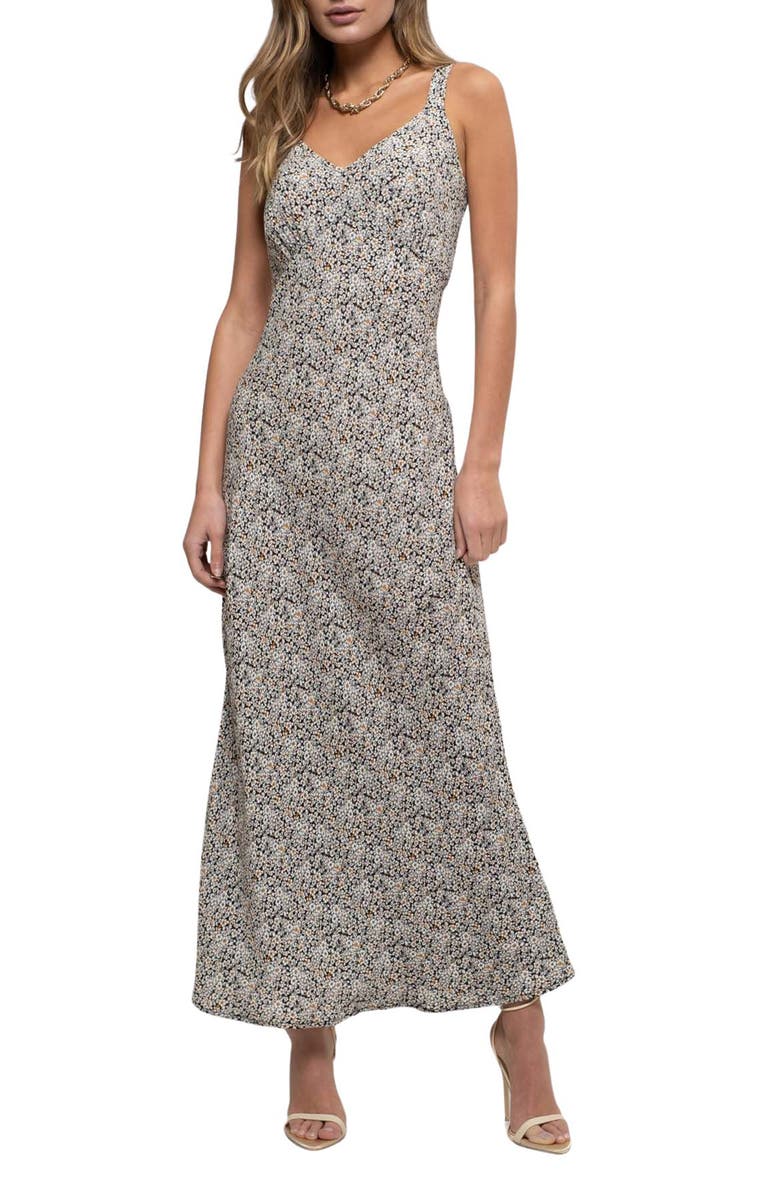 Blu Pepper Sweetheart Midi Slip Dress, Main, color, Black