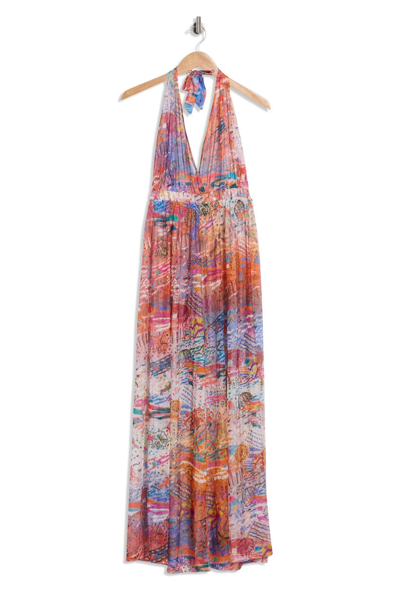 Halter Sleeveless Wide Leg Jumpsuit, Alternate, color, ORANGE MULTI