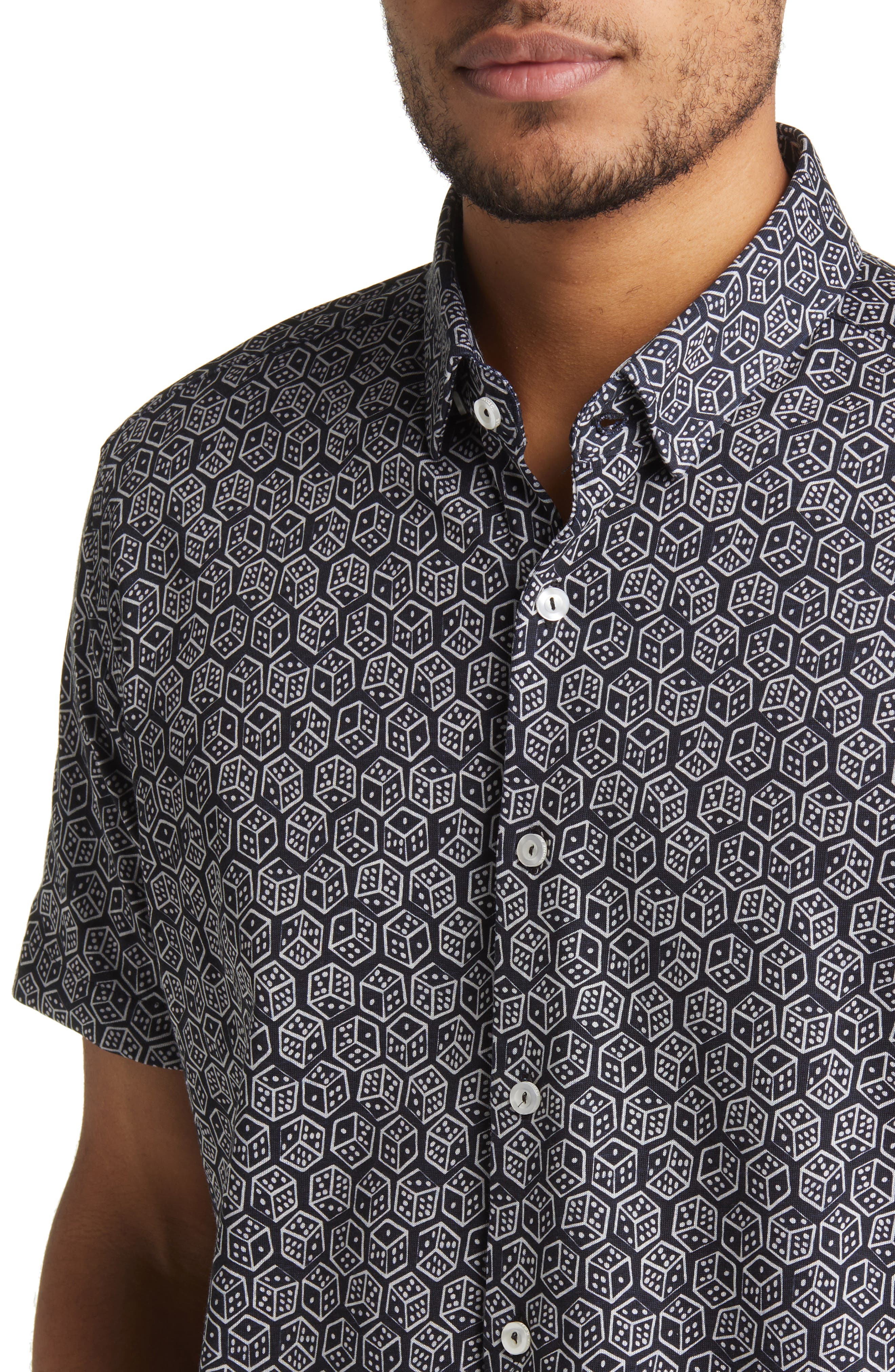 DRY TOUCH Performance Dice Print Short Sleeve Button-Up Shirt - image 2