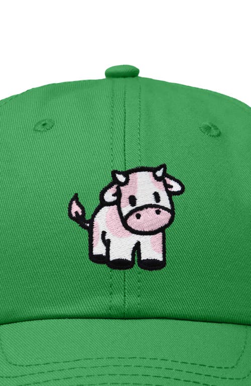 Dalix Strawberry Cow Embroidered Cap In Kelly Green