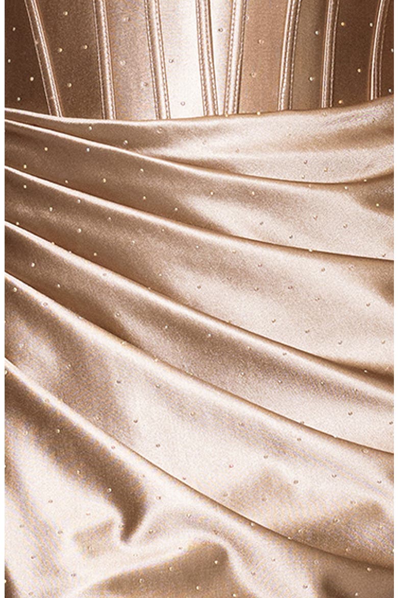 Kenya Satin Strapless Corset Gown, Alternate, color, TAUPE