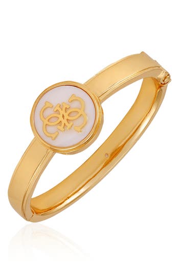 Guess Enamel Logo Hinge Bracelet In Gold