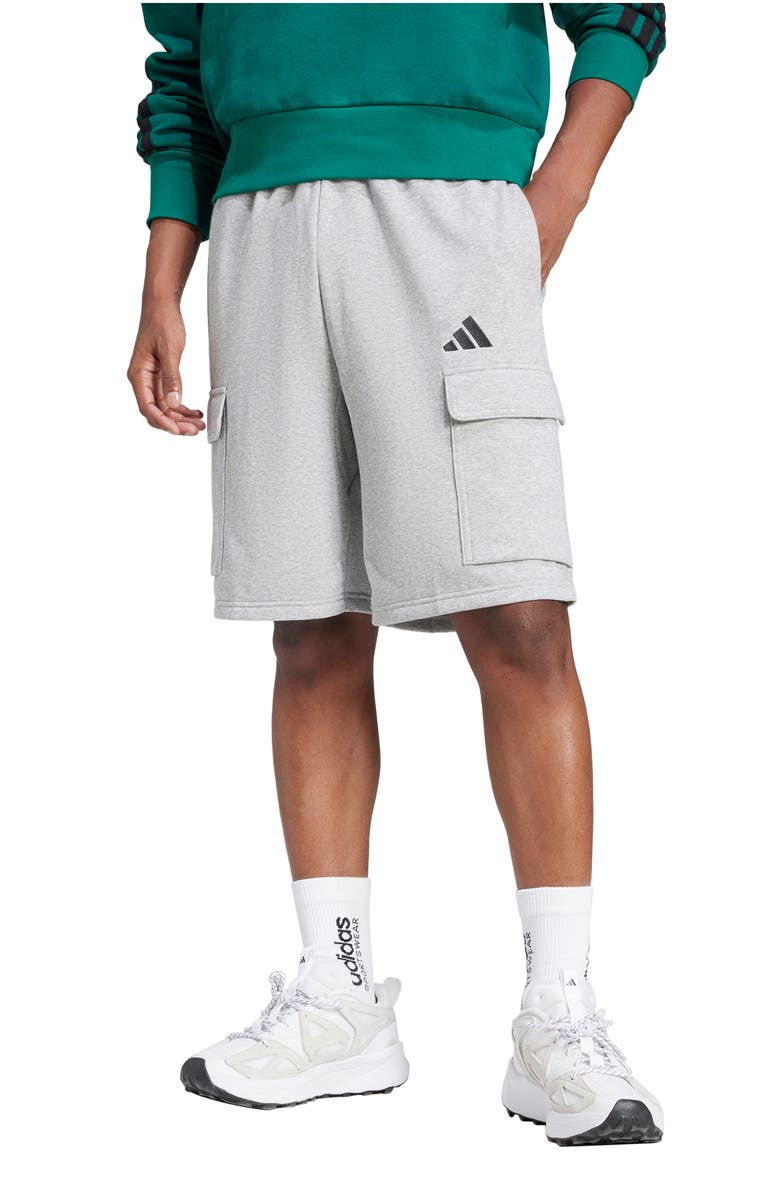 adidas Essentials Feel Cozy Cargo Shorts, Main, color, Medium Grey Heather/ Black