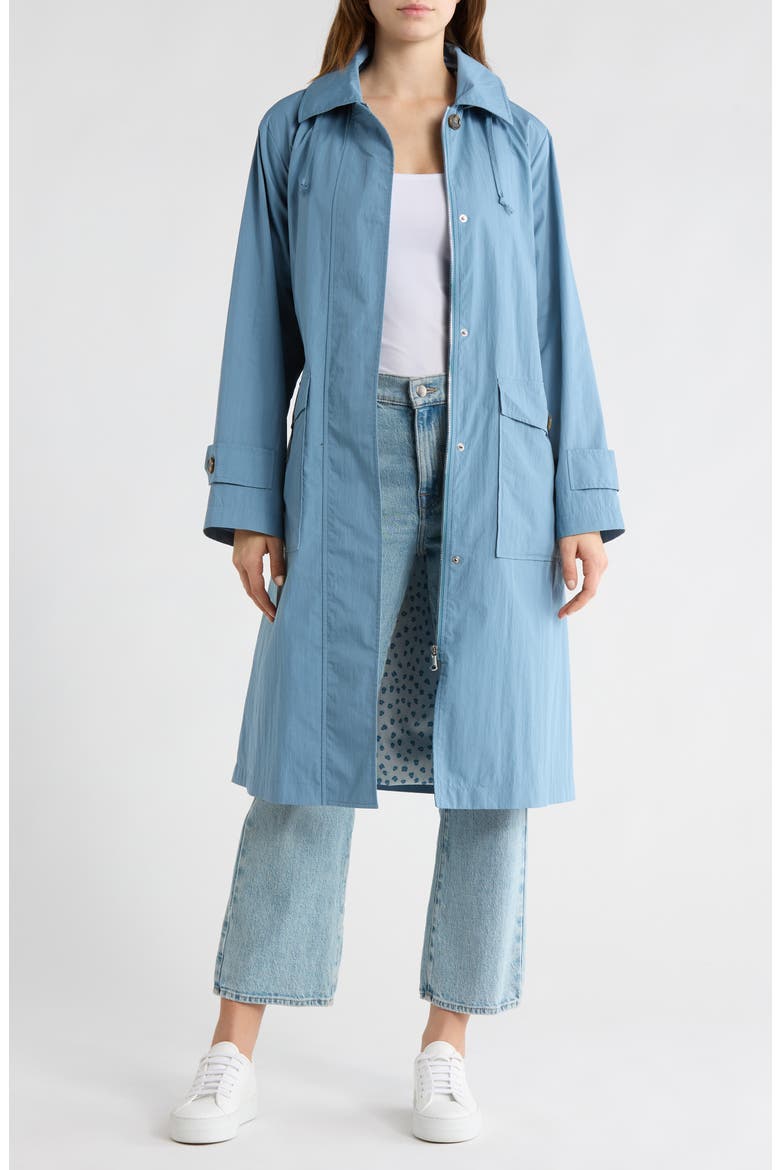 Hooded Trench Coat, Alternate, color, BLUE AURA