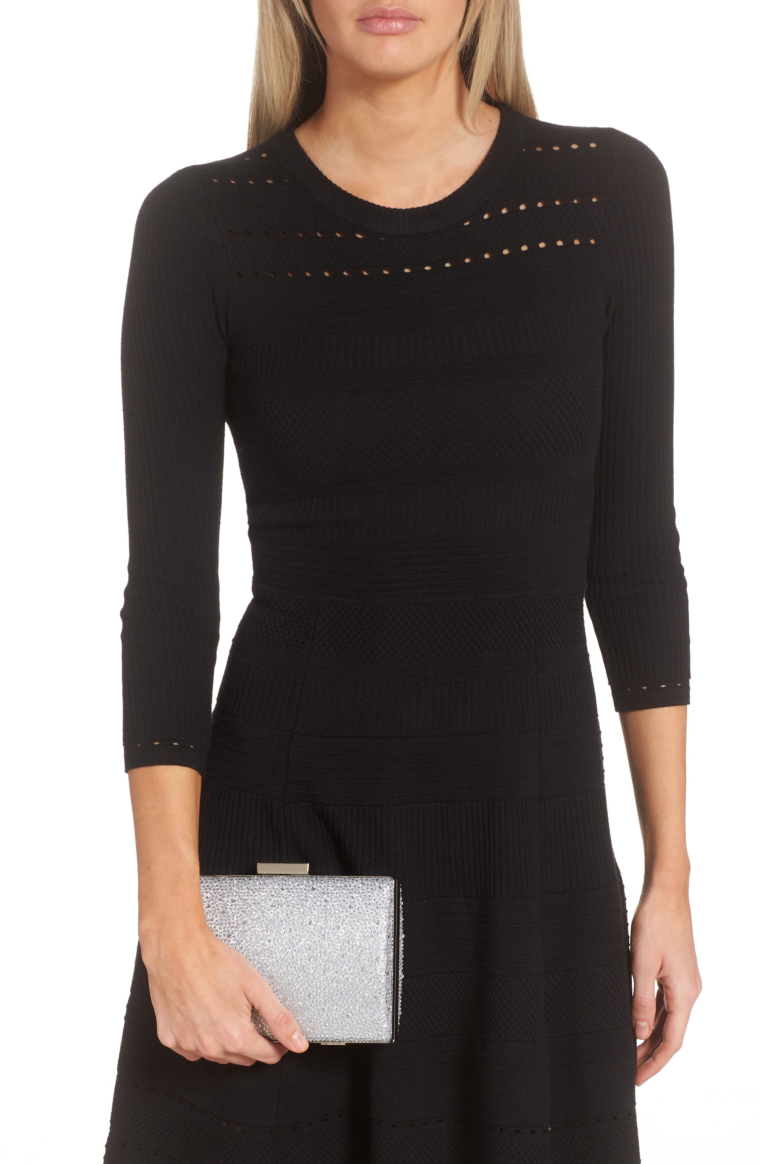 Gabby Metallic Hot Fix Crystal Clutch, Alternate, color, SILVER