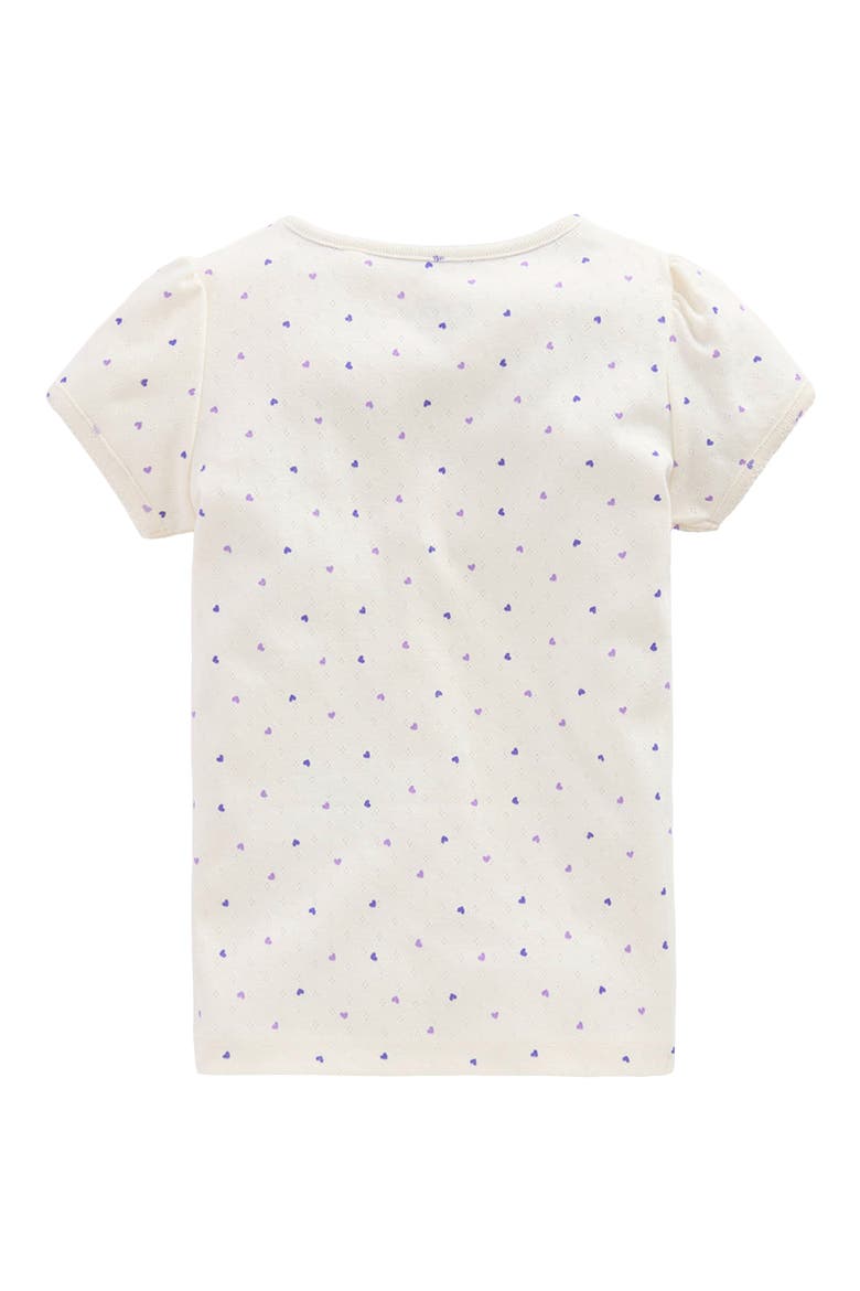 Kids' Puff Sleeve Cotton Pointelle T-Shirt, Alternate, color, WHITE HEART SPOT