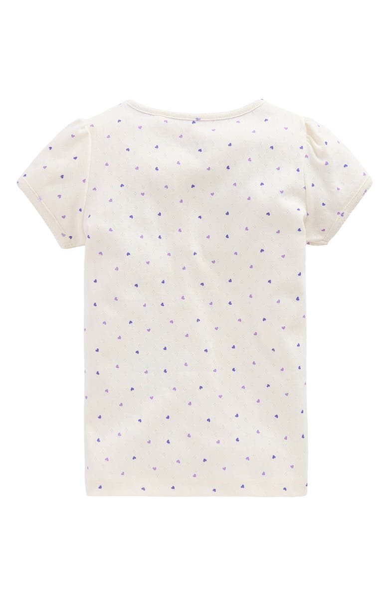 Mini Boden Kids' Puff Sleeve Cotton Pointelle T-Shirt, Alternate, color, White Heart Spot