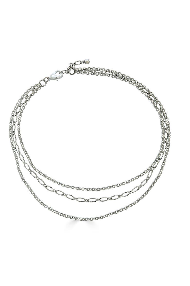 Delicate Three Strand Necklace, Main, color, Silver