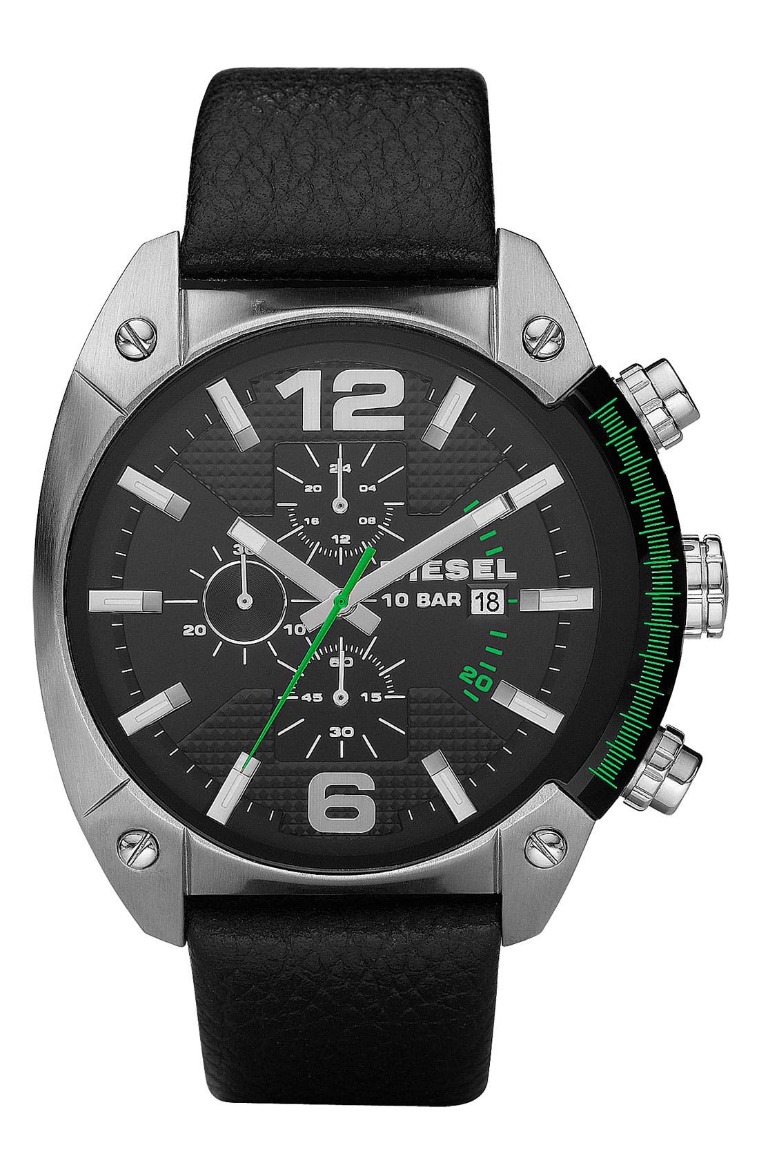 DIESEL® 'Overflow' Chronograph Leather Strap Watch, 46mm x 49mm | Nordstrom