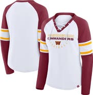 FANATICS Women's Fanatics White/Burgundy Washington Commanders Redzone Blitz Package Raglan Lace-Up V-Neck Long Sleeve T-Shirt