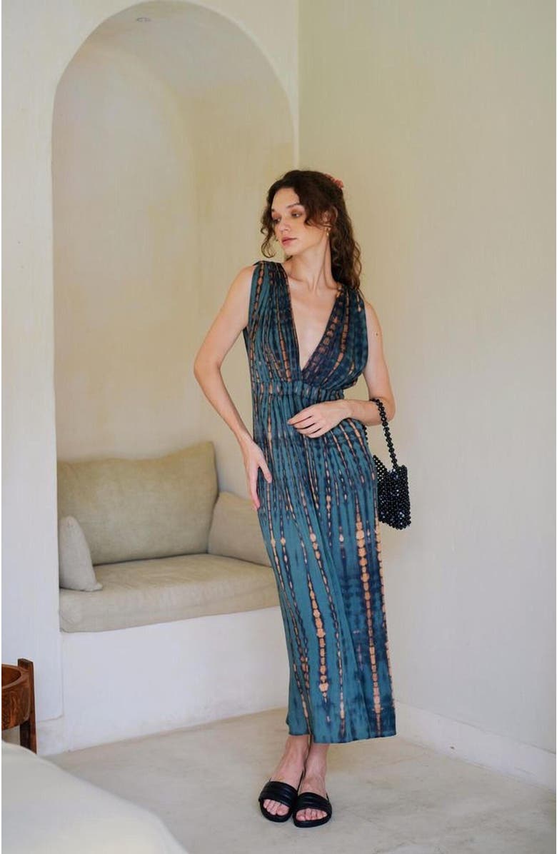 PINK HALEY Clara Maxi Slip Dress in Deep Sea Blue, Alternate, color, Blue