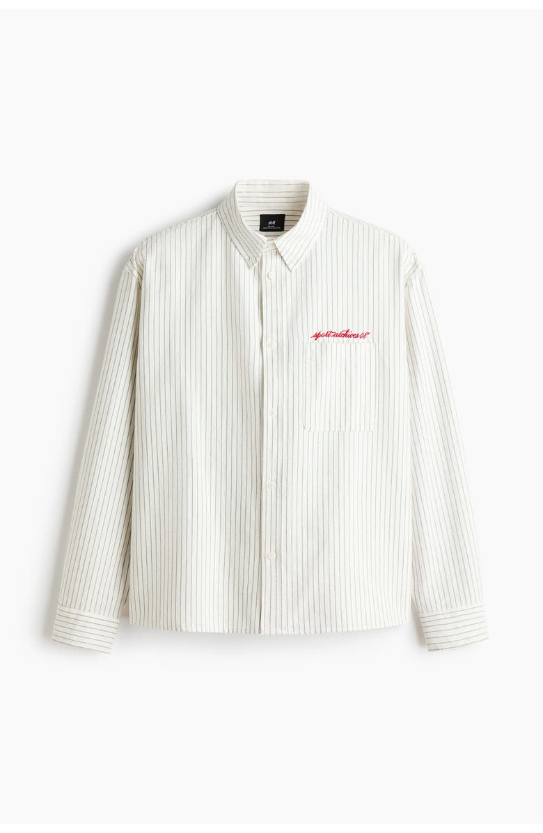 H&M Loose-fit oxford shirt, Alternate, color, White/Striped